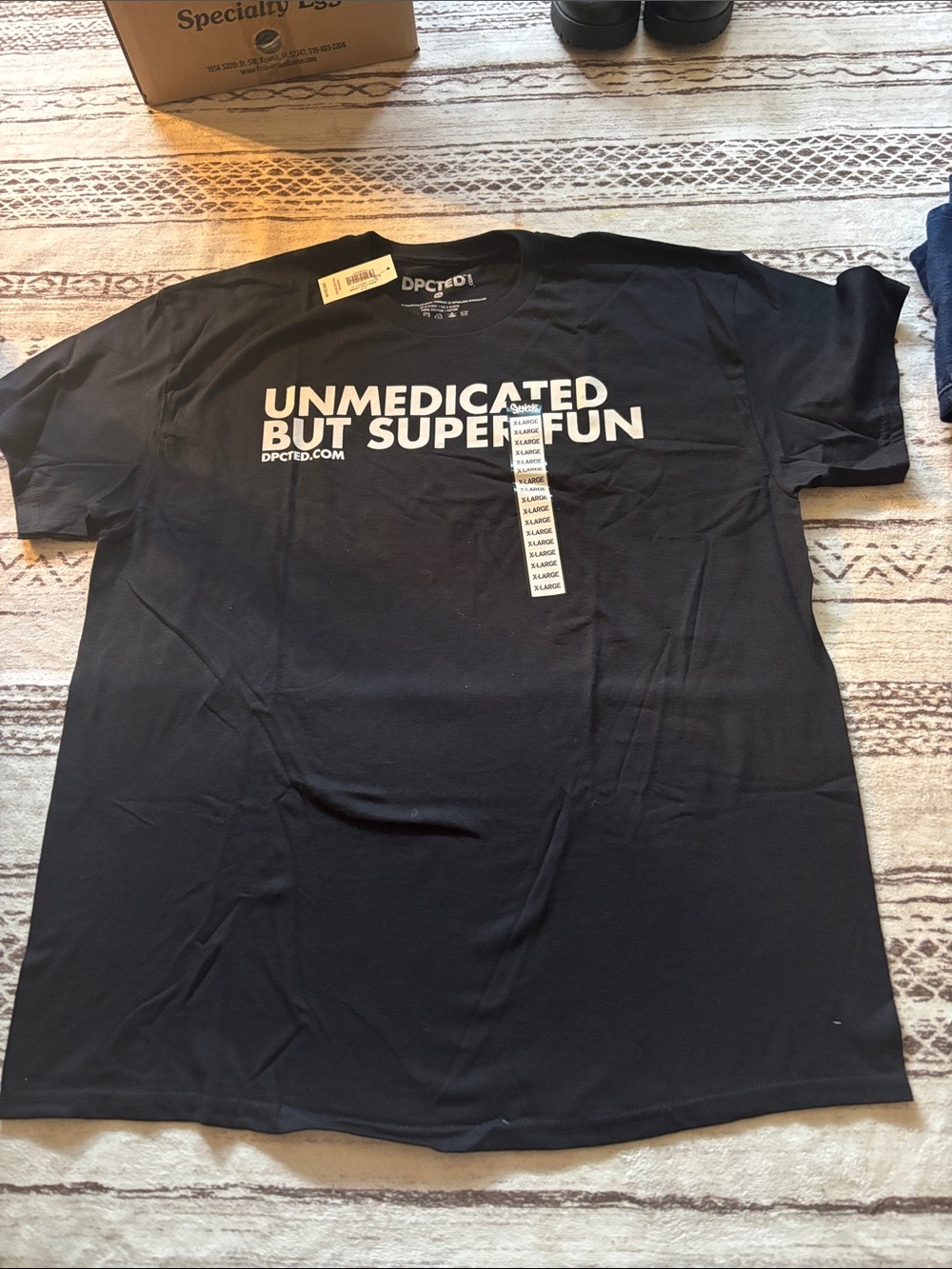 Men's Black Graphic Tee - "Unmedicated But Super Fun"